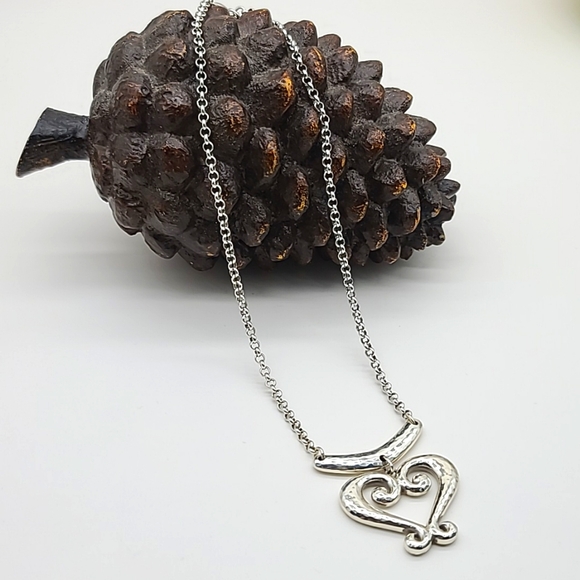 Brighton "GENOA HEART PETITE" Hammered Silver Rustic Heart ❤️ Pendant! Rare Size - Picture 2 of 12